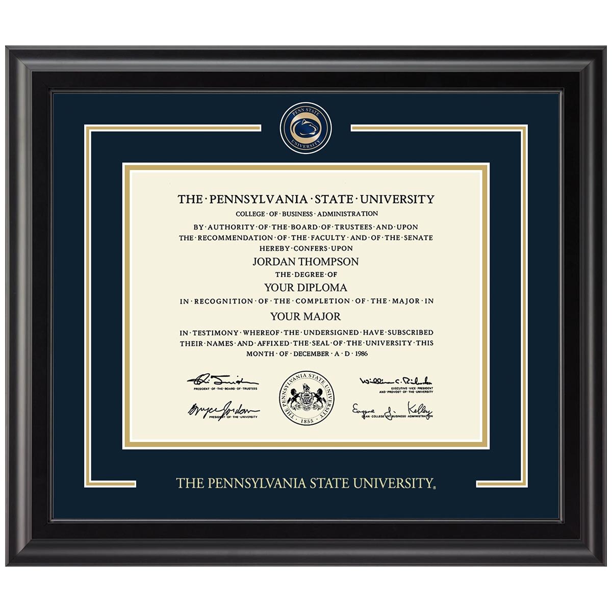 #115 Single Diploma Frame Showcase Midnight (Black)